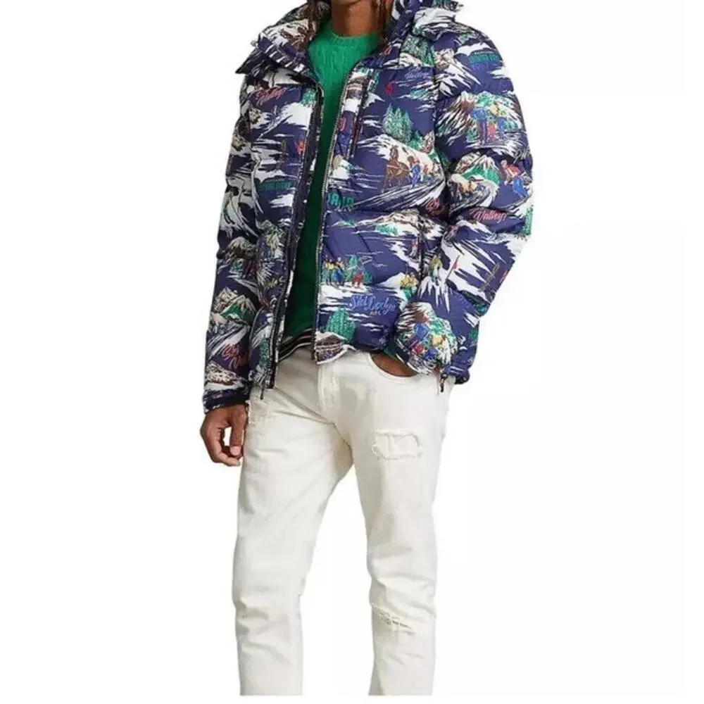 $398 Polo Ralph Lauren Water Repellent Graphic Ski Print 700 Down Jacket Coat S